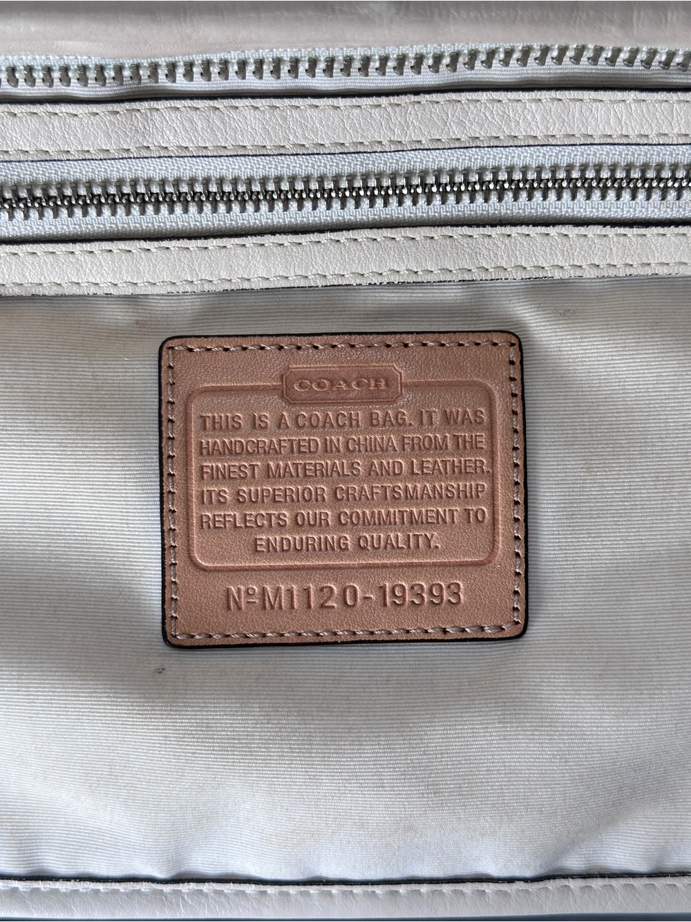 Coach Two-Tone Cream and Dark Brown Leather Shoulder Bag with Tan Strap - Picture 2 of 16